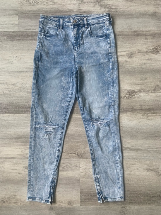 American Eagle Outfitters Denim - American Eagle SUPER HI RISE JEGGING CROP NEXT LEVEL STRETCH Blue Distressed